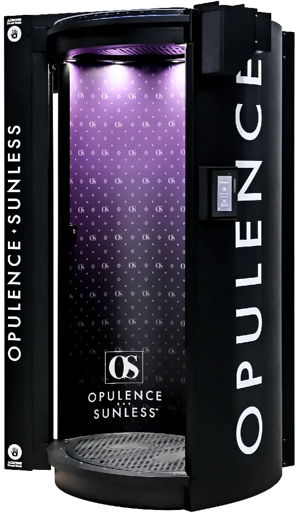 Opulence Sunless automated spray tan booth at Naturally Bronzed in Great Neck NY
