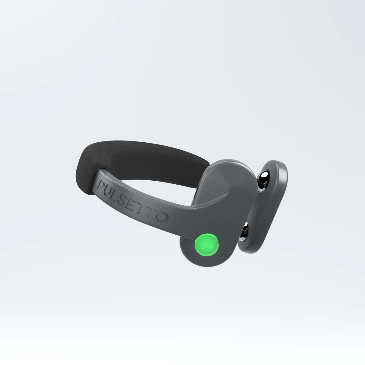 Illustrative view of a neck-worn Pulsetto transcutaneous vagus nerve stimulation device